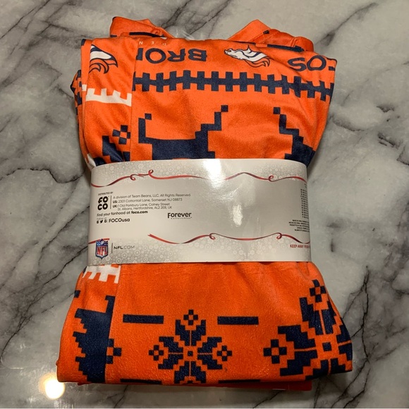 NFL Licensed Men's Orange Denver Broncos Wordmark Ugly Pajama Set Size Medium - Picture 7 of 10